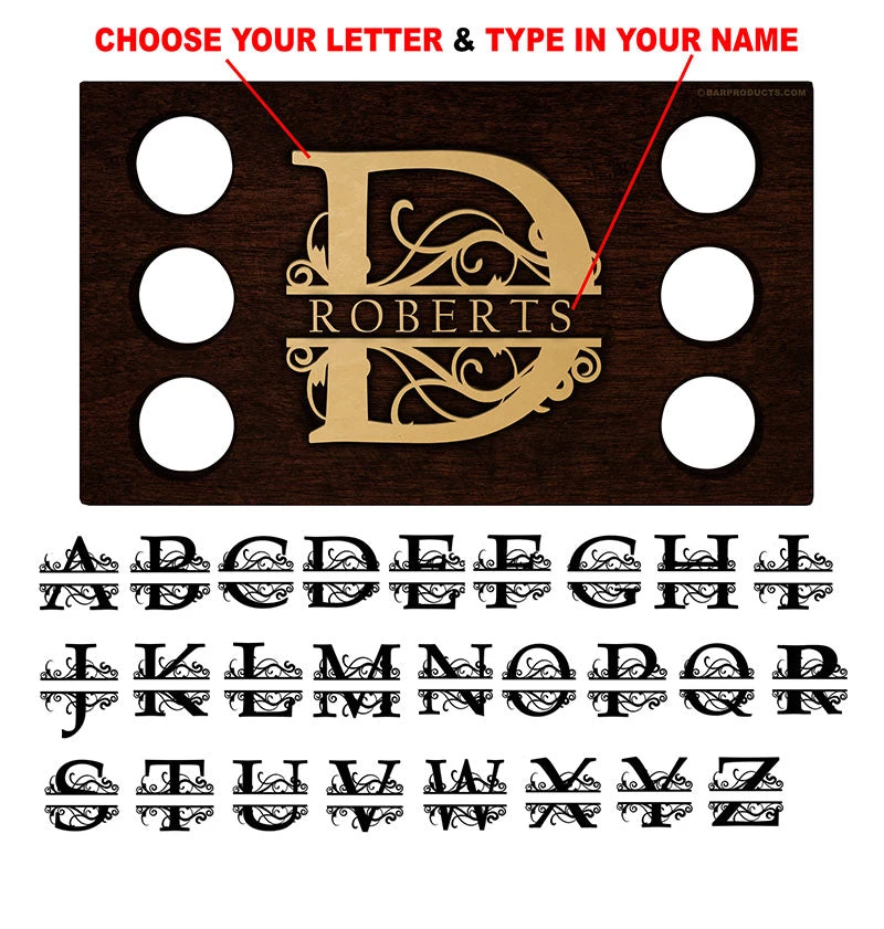 whiskey-caddy-web-mono-bpc3.jpg BarProducts.com Whiskey Caddy - Monogram Design - CUSTOMIZABLE Bar Caddies