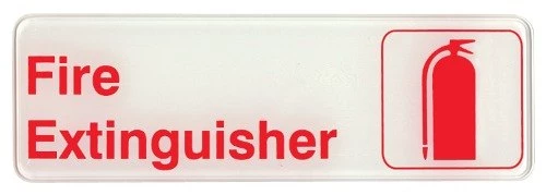 white-plastic-fire-extinguisher-sign.jpg BarProducts.com "Fire Extinguisher" Sign - 9" X 3"
