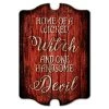BarProducts.com BAR DECOR Tavern Shaped Halloween Wood Sign - Wicked Witch / Handsome Devil