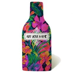 BarProducts.com HOME BAR & GIFTS ADD YOUR NAME - Wine Bottle Cooler With Strap - Bright Tropical Floral