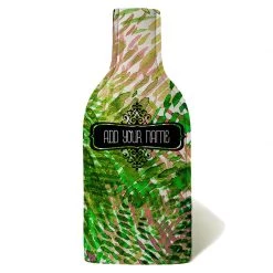 BarProducts.com ADD YOUR NAME - Wine Bottle Cooler With Strap - Green/Pink Watercolor HOME BAR & GIFTS