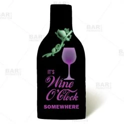 BarProducts.com Wine Bottle Cooler With Strap - Wine O' Clock Bottle & Can Coolers
