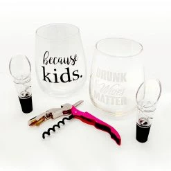 BarProducts.com Stemless Wine Glass Gift Set For Mom SPECIAL COLLECTIONS