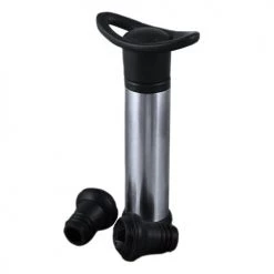 BarProducts.com Wine Pump With Stoppers - Black And Stainless Steel Corkscrews And Wine Openers