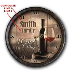 BarProducts Handcrafted Woodshop Made In The USA Custom Wood Barrel Top Clock – Free Wine Tasting