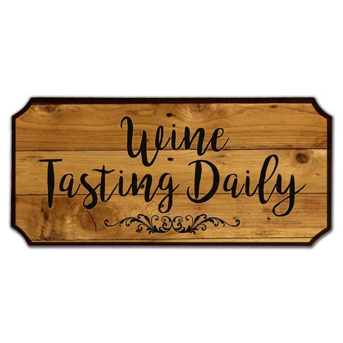 wine-tasting-daily-wood-plaque-sign-1.jpg BarProducts.com Wine Accessories & Gifts Wine Tasting Daily Wood Plaque Sign
