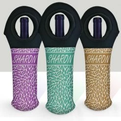 BarProducts.com CUSTOMIZABLE Wine Bottle Tote W/ Black Handle - Crackle Pattern (Color Options)