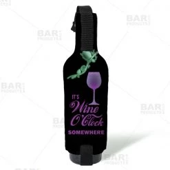 BarProducts.com Wine Bottle Cooler With Strap - Wine O' Clock Bottle & Can Coolers