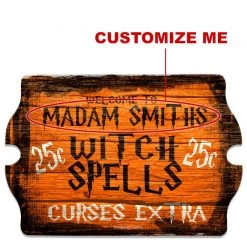 BarProducts.com BAR DECOR CUSTOMIZABLE Tavern Shaped Halloween Wood Sign - Witch Spells
