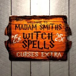 BarProducts.com BAR DECOR CUSTOMIZABLE Tavern Shaped Halloween Wood Sign - Witch Spells
