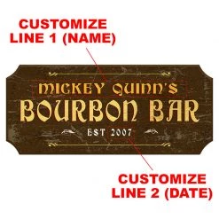 BarProducts.com CUSTOMIZABLE Wood Plaque Sign - BOURBON BAR - Color Options BAR DECOR