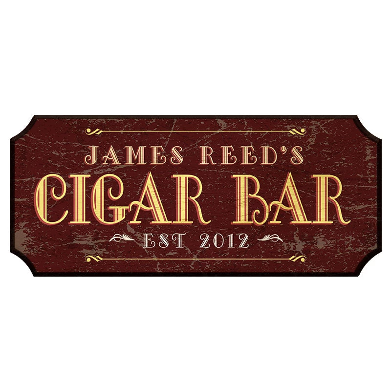 wood-bar-sign-plaque-cigar-bar-burgundy.jpg BarProducts.com BAR DECOR CUSTOMIZABLE Wood Plaque Sign - CIGAR BAR - Color Options