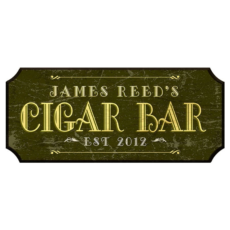 wood-bar-sign-plaque-cigar-bar-green.jpg BarProducts.com BAR DECOR CUSTOMIZABLE Wood Plaque Sign - CIGAR BAR - Color Options