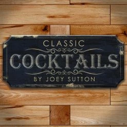 BarProducts.com CUSTOMIZABLE Wood Plaque Sign - CLASSIC COCKTAILS - Color Options BAR DECOR