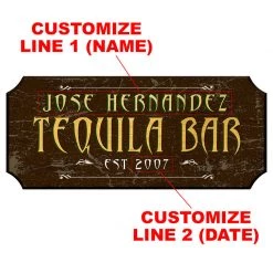BarProducts.com CUSTOMIZABLE Wood Plaque Sign - TEQUILA BAR - Color Options