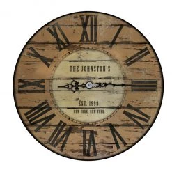 BarProducts.com BAR DECOR CUSTOMIZE - Rustic Wooden Clock - Family Theme - Multiple Sizes
