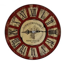 BarProducts.com BAR DECOR CUSTOMIZE - Rustic Wooden Clock - Wine Theme - Multiple Sizes