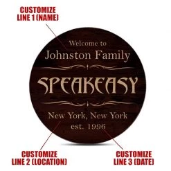 BarProducts.com Wooden Round Coasters - Customizable - Speakeasy Theme - Set Of 4