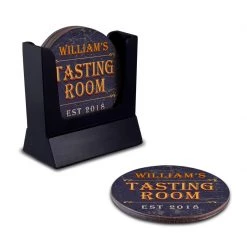 BarProducts.com Wooden Round Coasters - Customizable - Tasting Room - Set Of 4