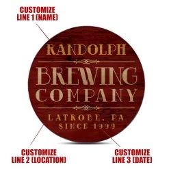 BarProducts.com Wooden Round Coasters - Customizable - Brewing Company - Set Of 4