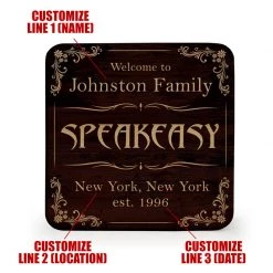 BarProducts.com Wooden Square Coasters - Customizable - Speakeasy - Set Of 4 4 BarProducts.com Wooden Square Coasters - Customizable - Speakeasy - Set Of 4