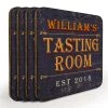 BarProducts.com Wooden Square Coasters - Customizable - Tasting Room - Set Of 4