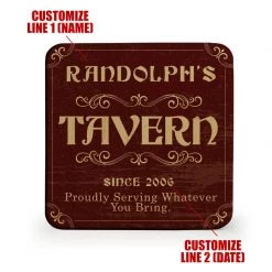 BarProducts.com Wooden Square Coasters - Customizable - Tavern Theme - Set Of 4 4 BarProducts.com Wooden Square Coasters - Customizable - Tavern Theme - Set Of 4