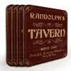 BarProducts.com Wooden Square Coasters - Customizable - Tavern Theme - Set Of 4