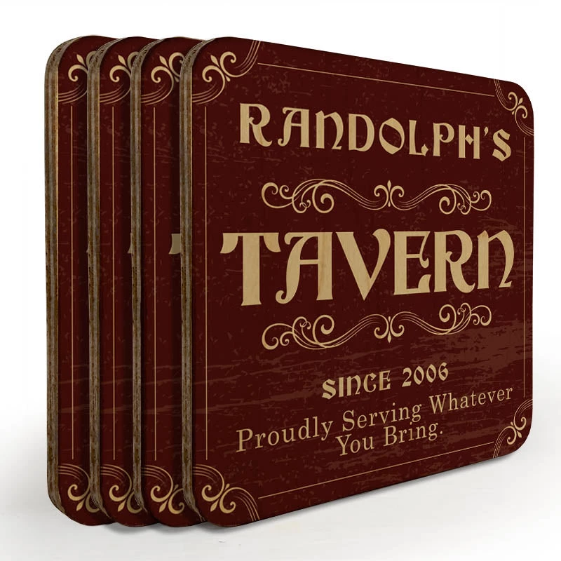 wood-coasters-tavern-web-800.jpg BarProducts.com Wooden Square Coasters - Customizable - Tavern Theme - Set Of 4