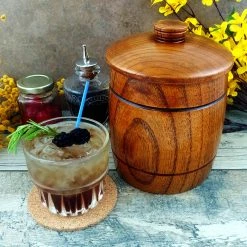 BarProducts.com BAR SUPPLIES Wooden Ice Bucket With Lid - 1 Quart (35oz)