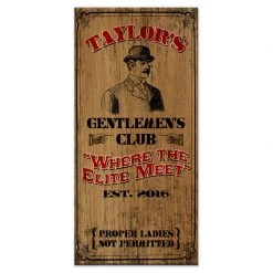 BarProducts.com CUSTOMIZABLE Large Vintage Wooden Bar Sign - Gentlemen's Club BAR DECOR