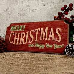 BarProducts Handcrafted SPECIAL COLLECTIONS Wood Christmas Sign - Red Vintage Merry Christmas