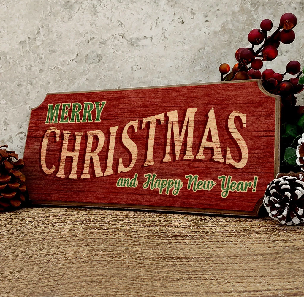wood-plq-sign-merry-christmas-web-1.jpg BarProducts Handcrafted SPECIAL COLLECTIONS Wood Christmas Sign - Red Vintage Merry Christmas