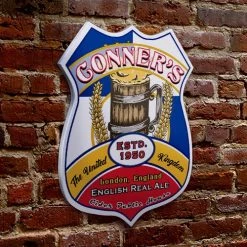 BarProducts.com CUSTOMIZABLE Wood Shield Plaque - Heritage Beer Tavern Sign - Many Options Available - Two Sizes