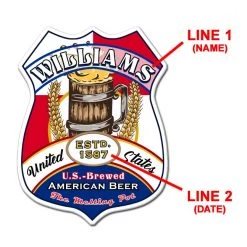 BarProducts.com CUSTOMIZABLE Wood Shield Plaque - Heritage Beer Tavern Sign - Many Options Available - Two Sizes