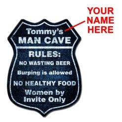 BarProducts.com CUSTOMIZABLE Wood Shield Plaque - Man Cave - MULTIPLE COLORS - Two Sizes BAR DECOR