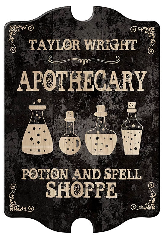 wood-tavern-sign-apothecary-black-web.jpg BarProducts.com Custom Wood Sign - Tavern Shaped - Apothecary BAR DECOR