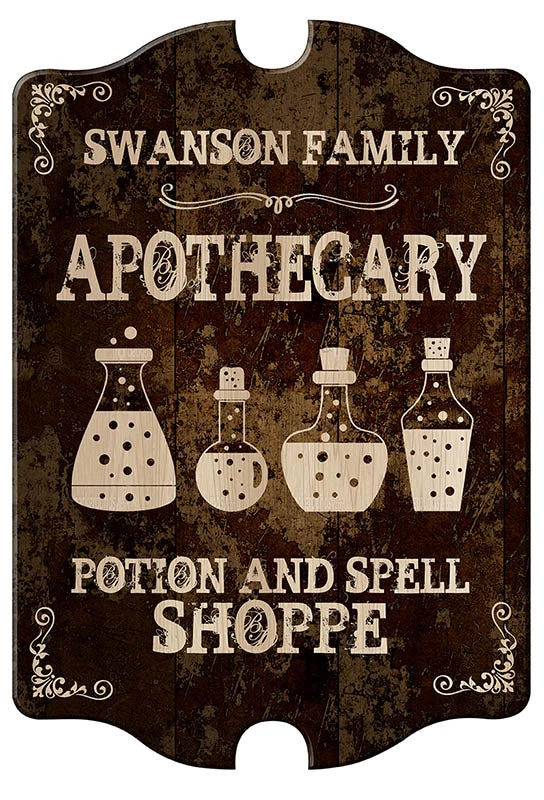wood-tavern-sign-apothecary-brown-web.jpg BarProducts.com Custom Wood Sign - Tavern Shaped - Apothecary BAR DECOR