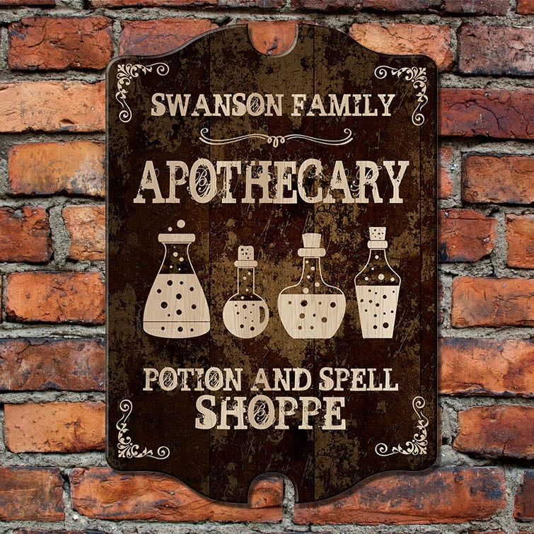 wood-tavern-sign-apothecary-brown-web1.jpg BarProducts.com Custom Wood Sign - Tavern Shaped - Apothecary BAR DECOR