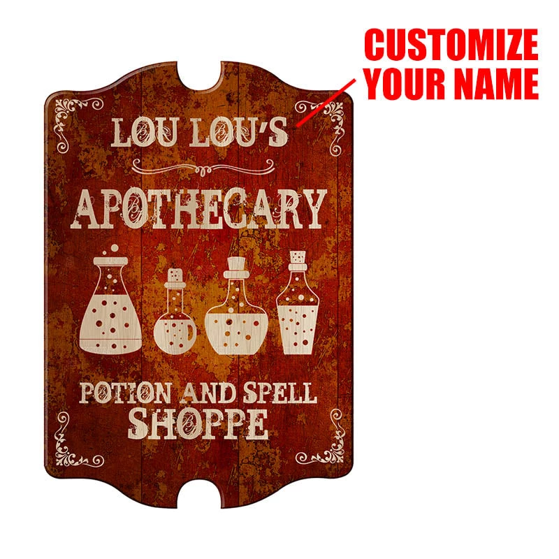 wood-tavern-sign-apothecary-orange-web-ayn.jpg BarProducts.com Custom Wood Sign - Tavern Shaped - Apothecary BAR DECOR