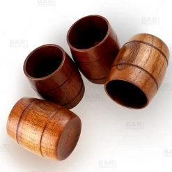 BarProducts.com Wood Barrel Shots - 2 Oz - Set Of 4 Novelty Shot Glasses