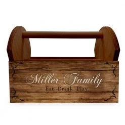 BarProducts Handcrafted Wooden Condiment Caddy W/ Handle - Customizable Monogram Design SPECIAL COLLECTIONS