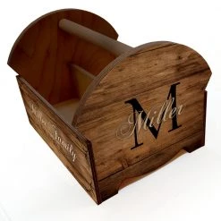 BarProducts Handcrafted Wooden Condiment Caddy W/ Handle - Customizable Monogram Design SPECIAL COLLECTIONS
