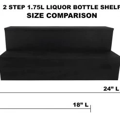 BarProducts.com BAR DECOR Wooden Liquor Bottle Shelves - Handcrafted In The USA - 2 Tier - Black - Size Variants