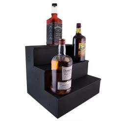 Bar Products Wooden Liquor Bottle Shelves - Handcrafted In The USA - BLACK - 3 Tier - Size Variants
