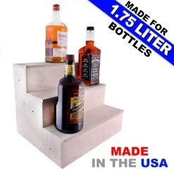BarProducts Handcrafted Wooden Liquor Bottle Shelves - Handcrafted In The USA - 3 Tier - Natural - Size Variants 4 BarProducts Handcrafted Wooden Liquor Bottle Shelves - Handcrafted In The USA - 3 Tier - Natural - Size Variants