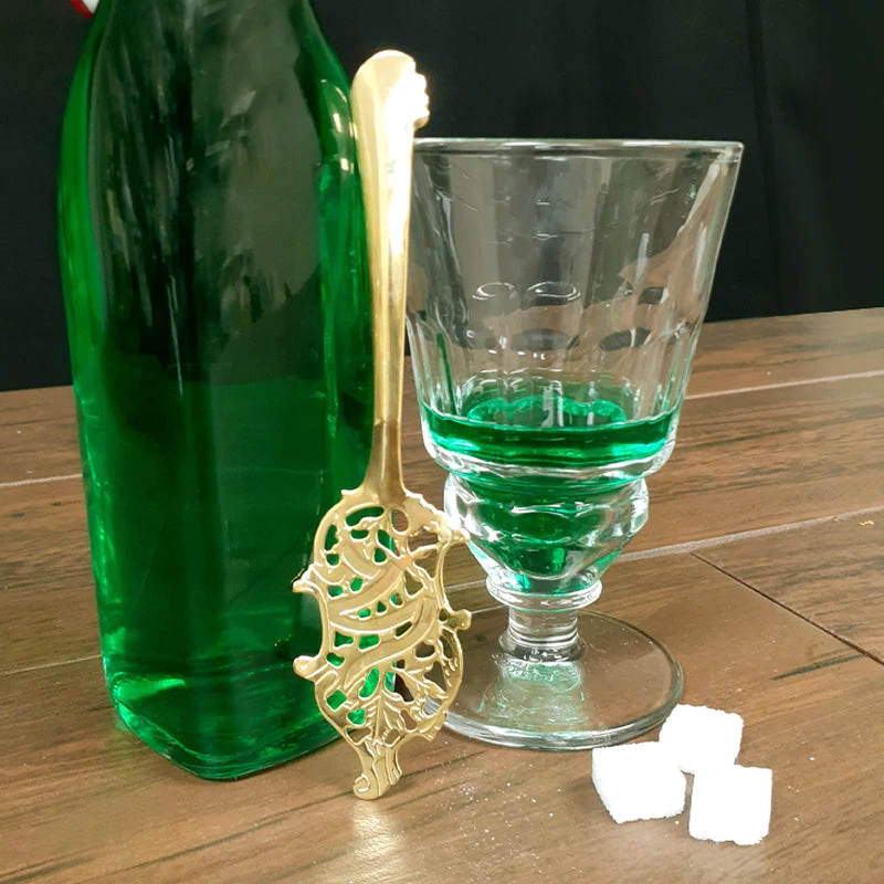 wormgold-2.jpg BarProducts.com Wormwood Leaf Absinthe Spoon - Gold Plated