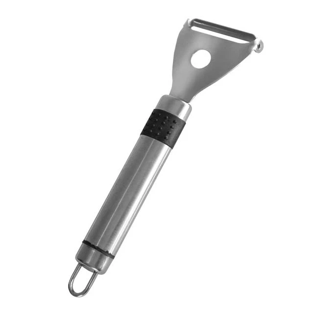y-peeler-steel-black-isolated.jpg BarProducts.com BarConic® Y Peeler - Stainless Steel With Black Grip Band