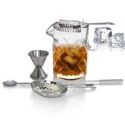 BarProducts.com 5 Piece Professional Diamond Pattern Stirred Cocktail Set Master Mixology