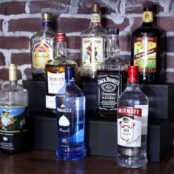 Bar Products Wooden Liquor Bottle Shelves - Handcrafted In The USA - BLACK - 3 Tier - Size Variants
